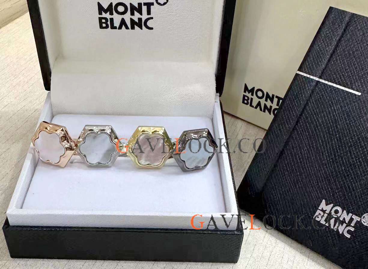 Montblanc Hexagonal Cufflinks Mother-of-Pearl Snowcap Emblem